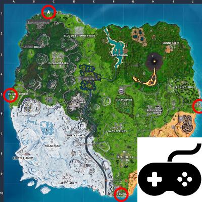 Challenge Visit the most northern, southern, eastern and western points of the island, Map Map, Week 2 Season 8