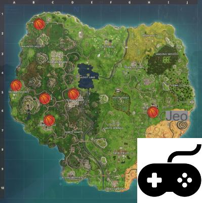 Putting a basketball from the different hoops, Fortnite Battle Royale basketball hoops map