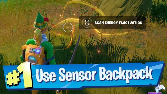 Fortnite: Use the Sensor backpack to find an energy fluctuation around the Loot Lake location